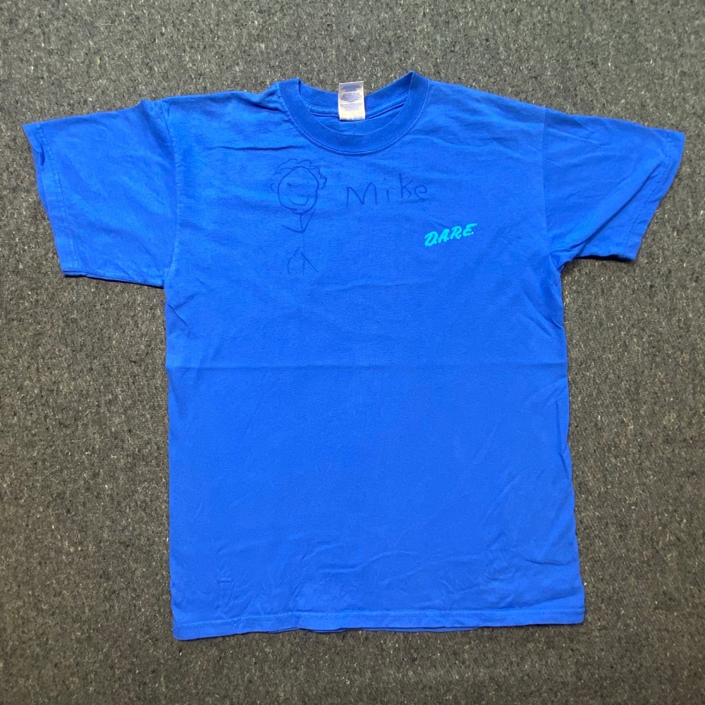 DARE Graphic T Shirt M Blue Mens Skater BMX Bike Vintage Distressed Streetwear